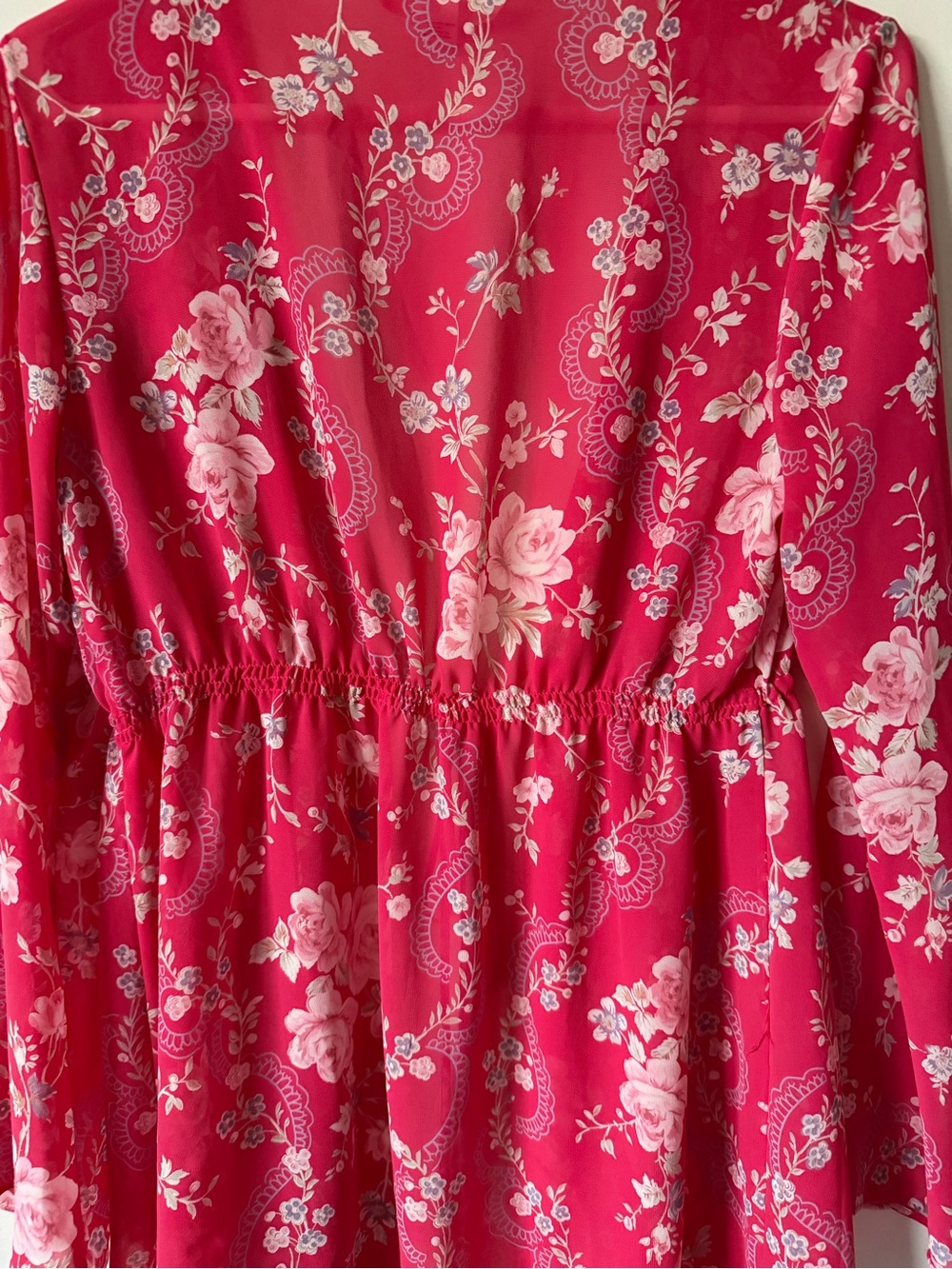 Victoria's Secret Raspberry Pink Floral Tie-Front Robe Top - Picture 7 of 7